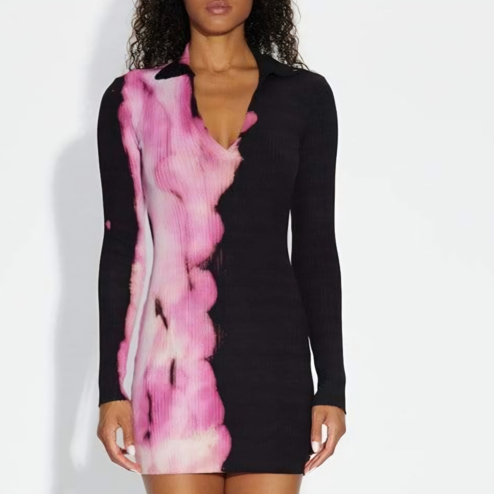Cotton Citizen Ibiza Polo Dress M Lychee Ombre Bodycon Ribbed USA - Picture 3 of 16